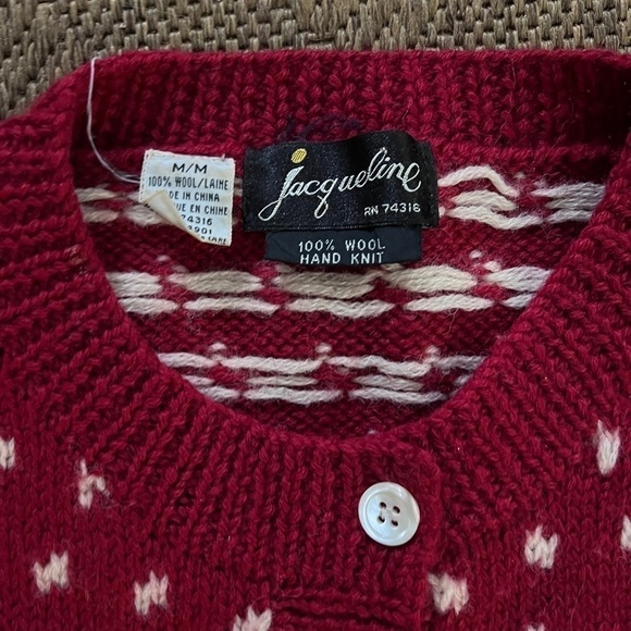 Vintage Jacqueline Icelandic Fair Isle Hand Knit Cardigan Sweater M - Picture 5 of 8
